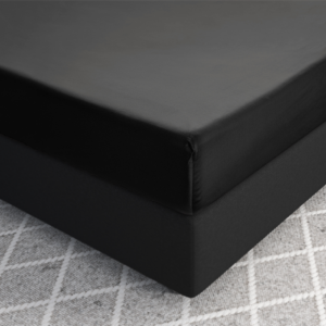 Satijnen Hoeslaken Zwart 140 x 200