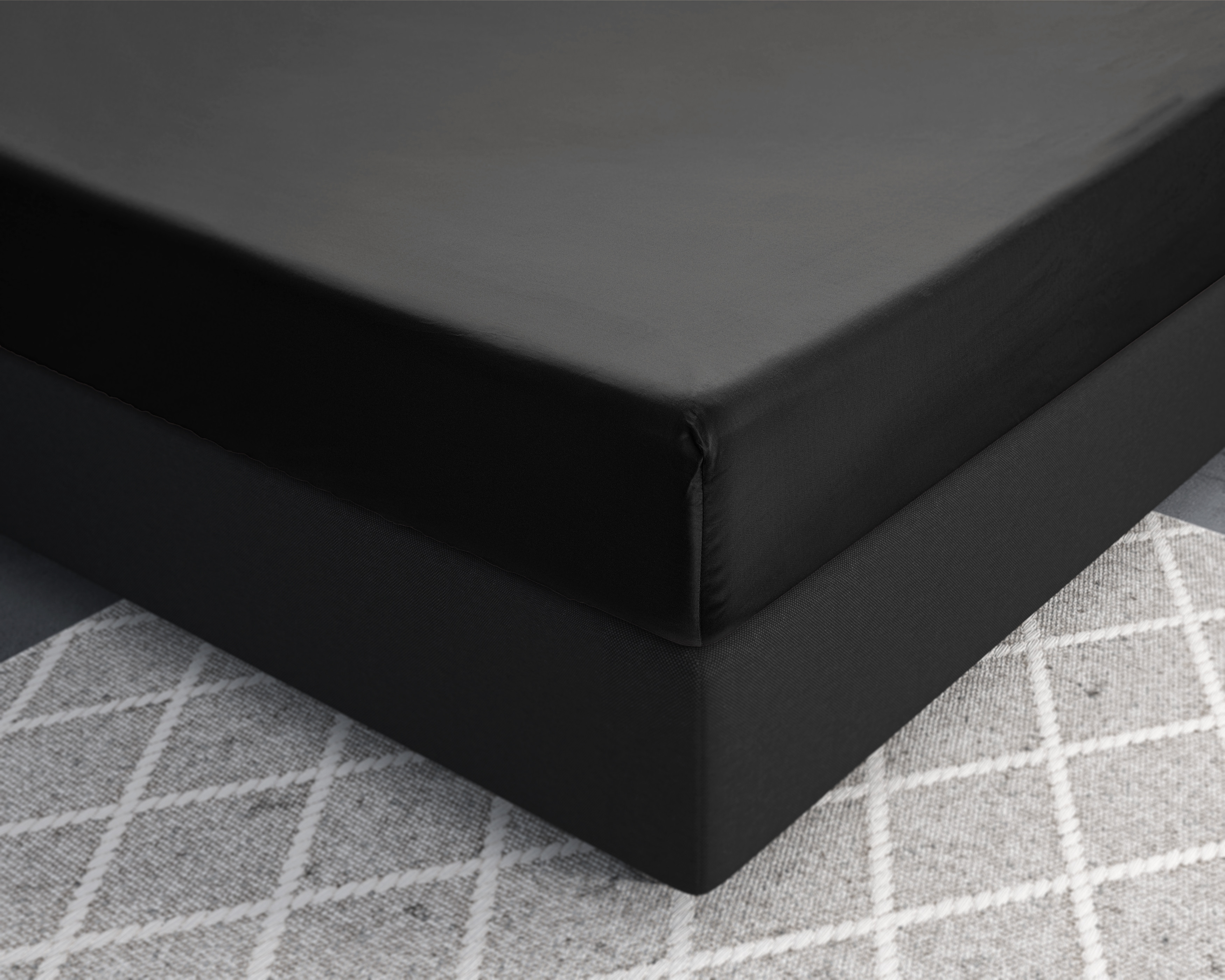 Satijnen Hoeslaken Zwart 80 x 200