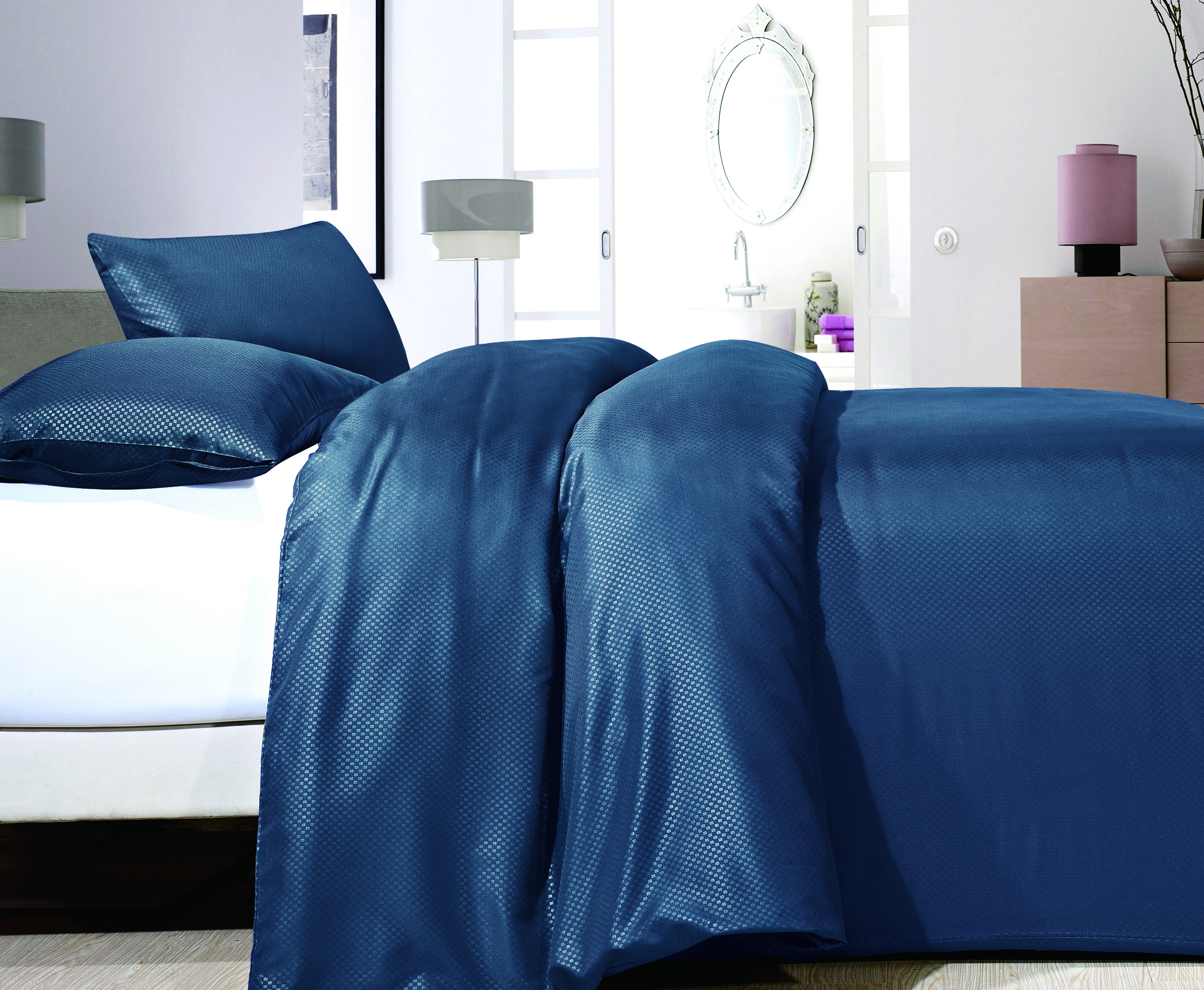 Satin Point Navy 200 x 220