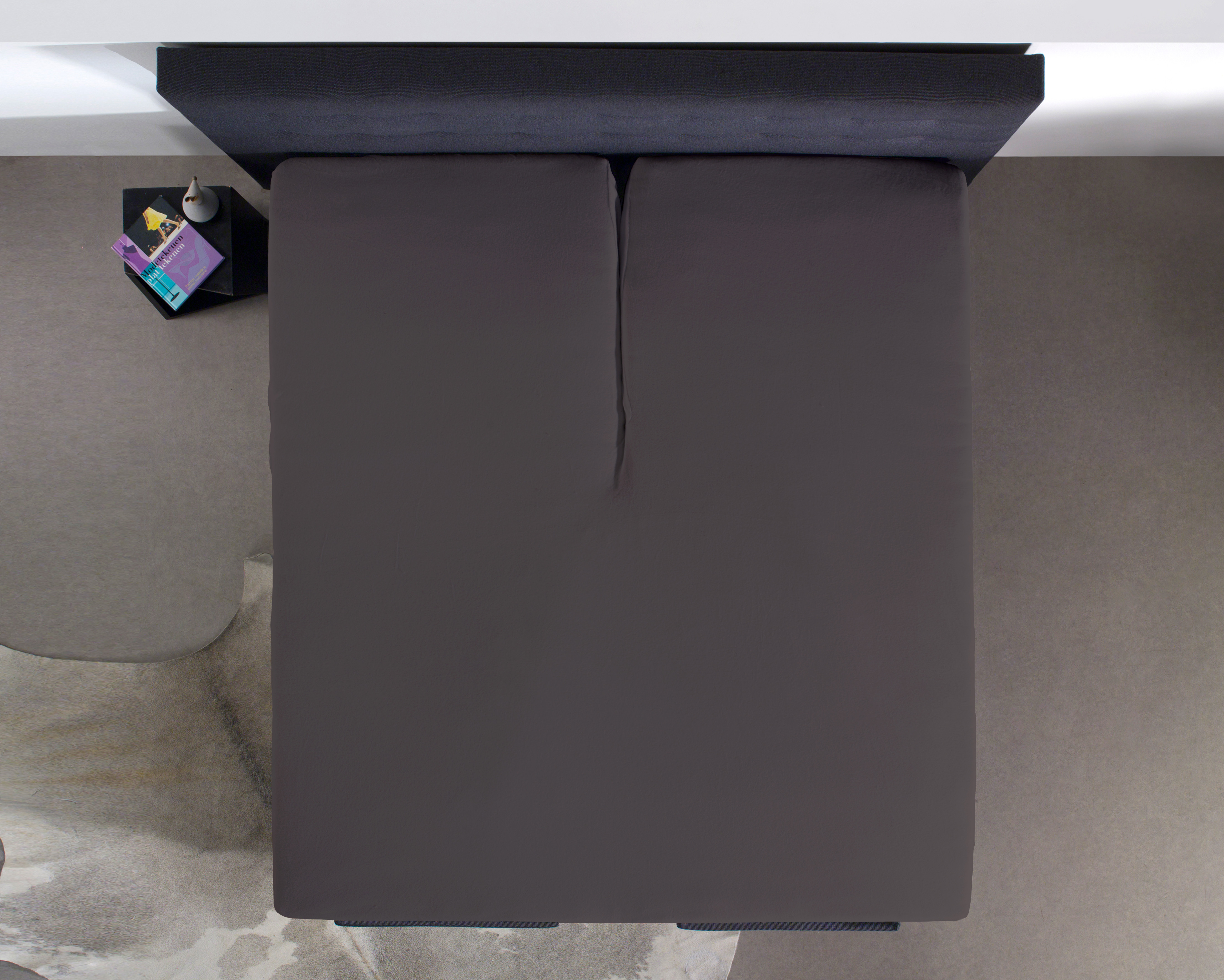 Splittopper Katoen Hoeslaken Antraciet 160 x 220