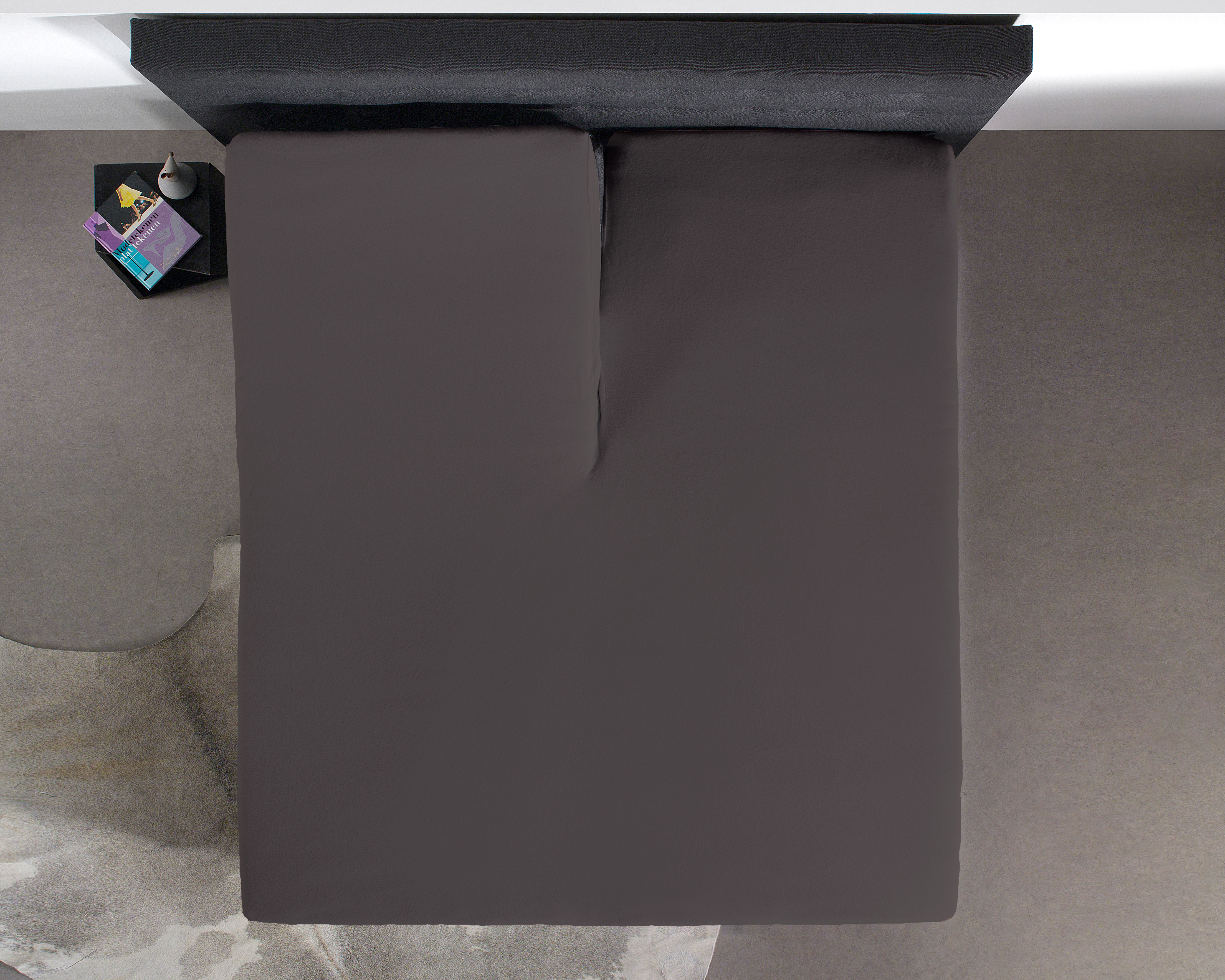 Splittopper Katoen Hoeslaken Antraciet 160 x 220