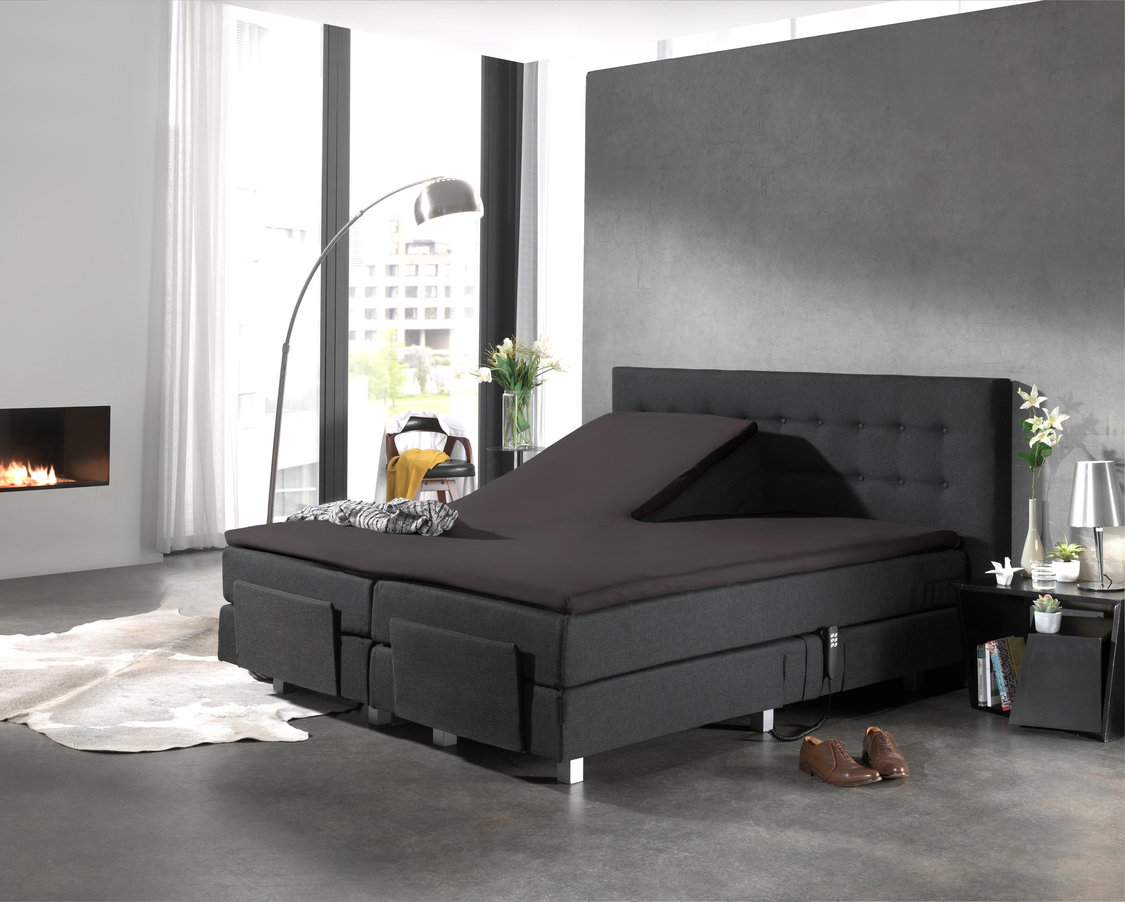 Splittopper Katoen Hoeslaken Antraciet 160 x 220