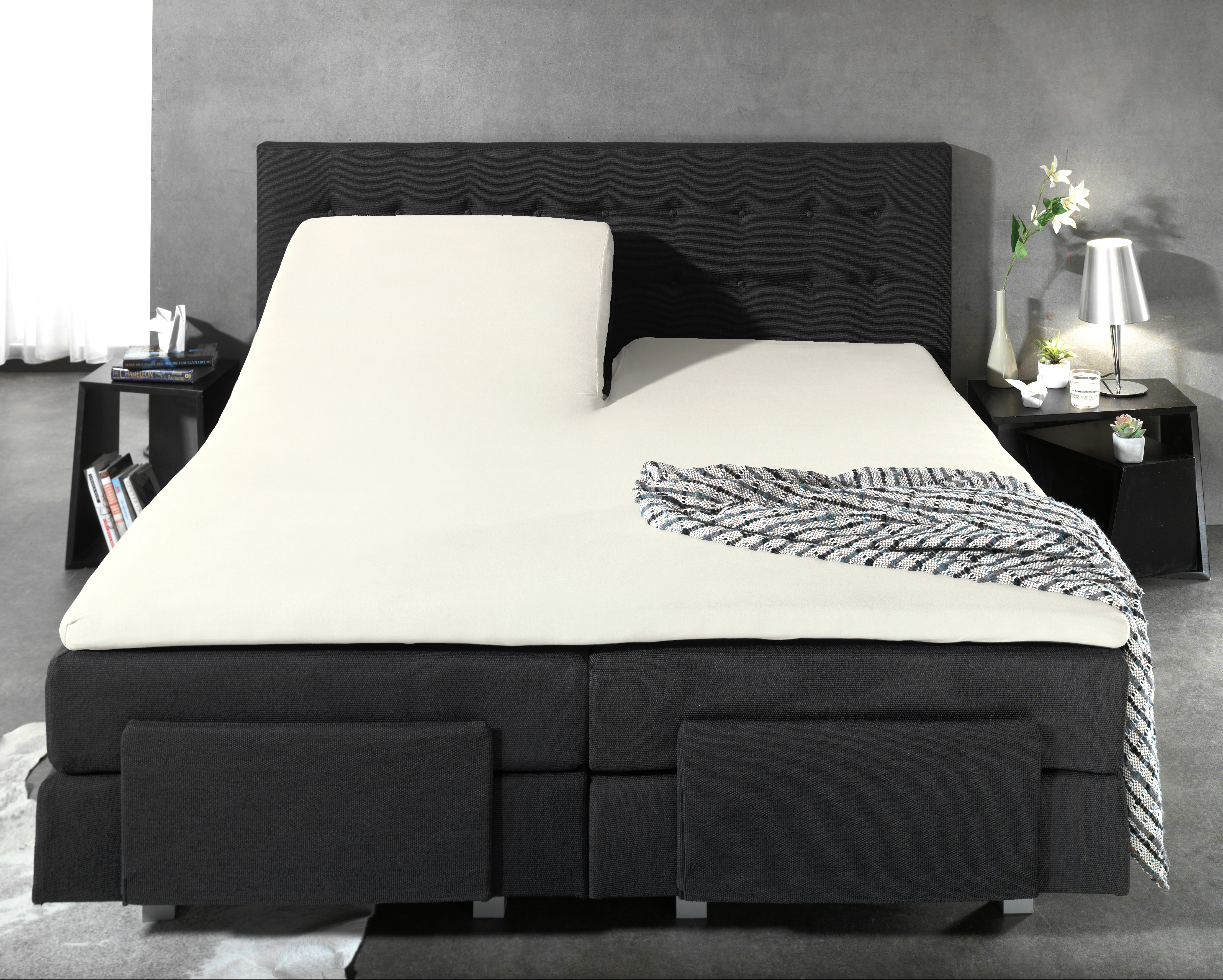 Splittopper Katoen Hoeslaken Creme 180 x 210