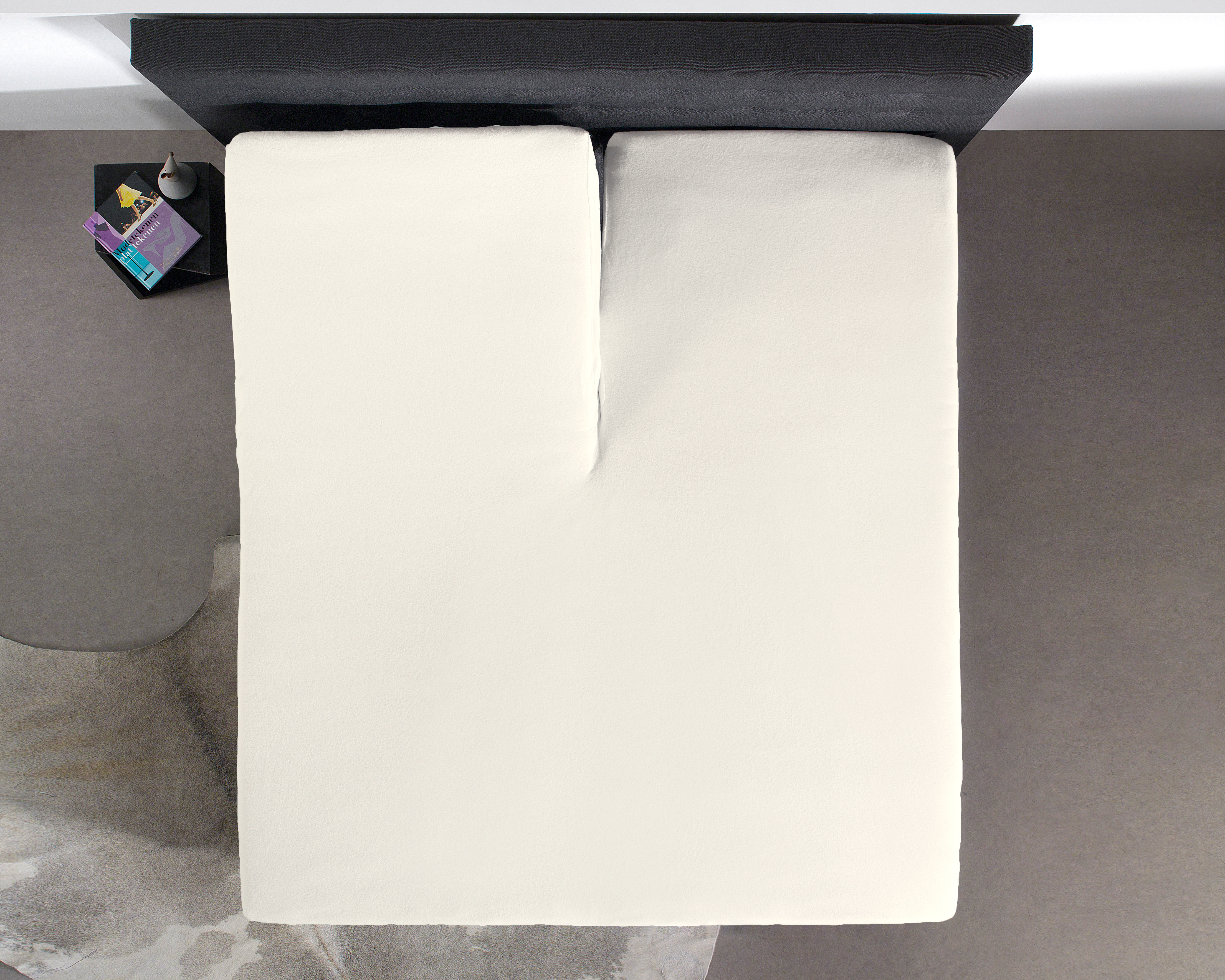 Splittopper Katoen Hoeslaken Creme 180 x 210