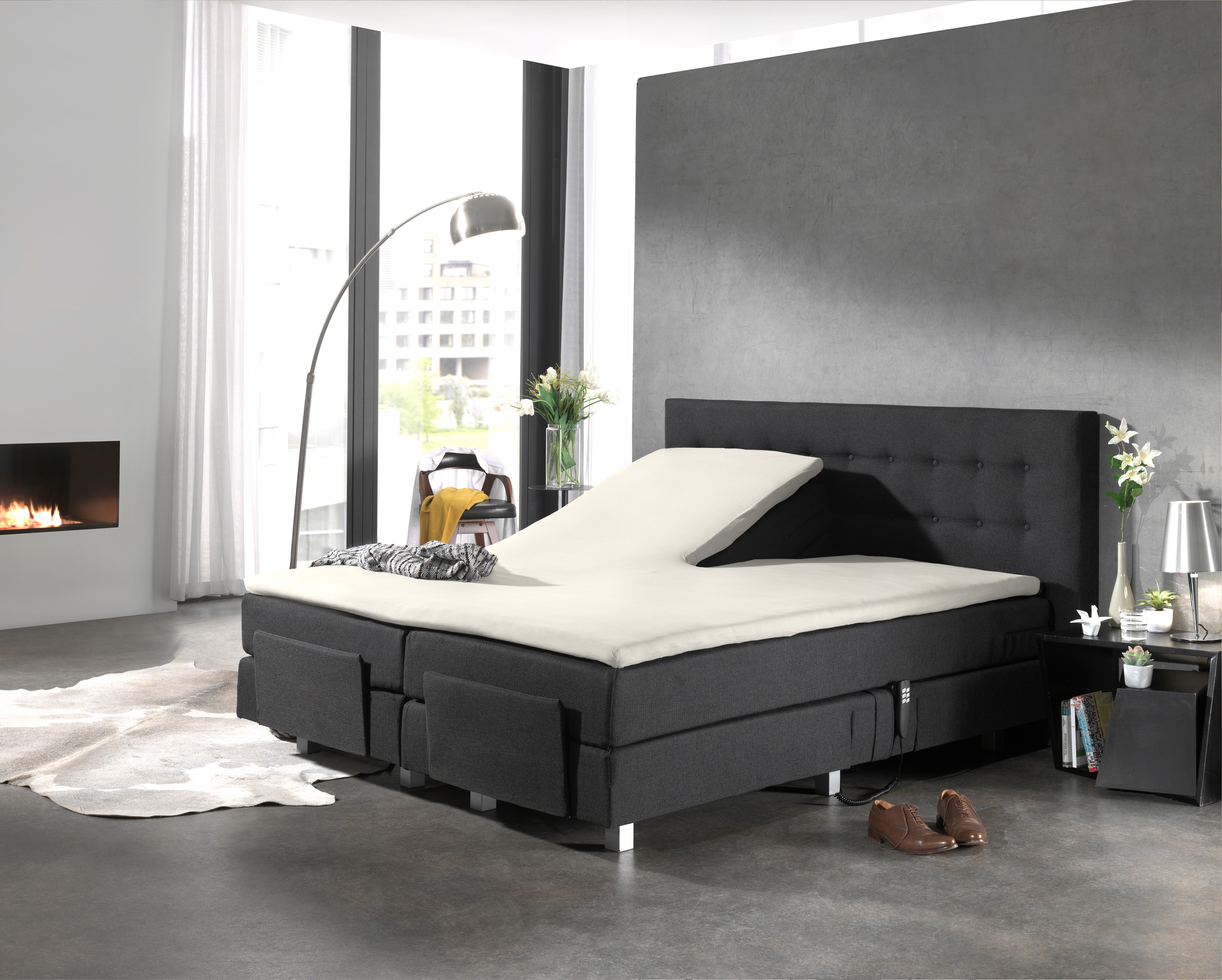 Splittopper Katoen Hoeslaken Creme 180 x 210