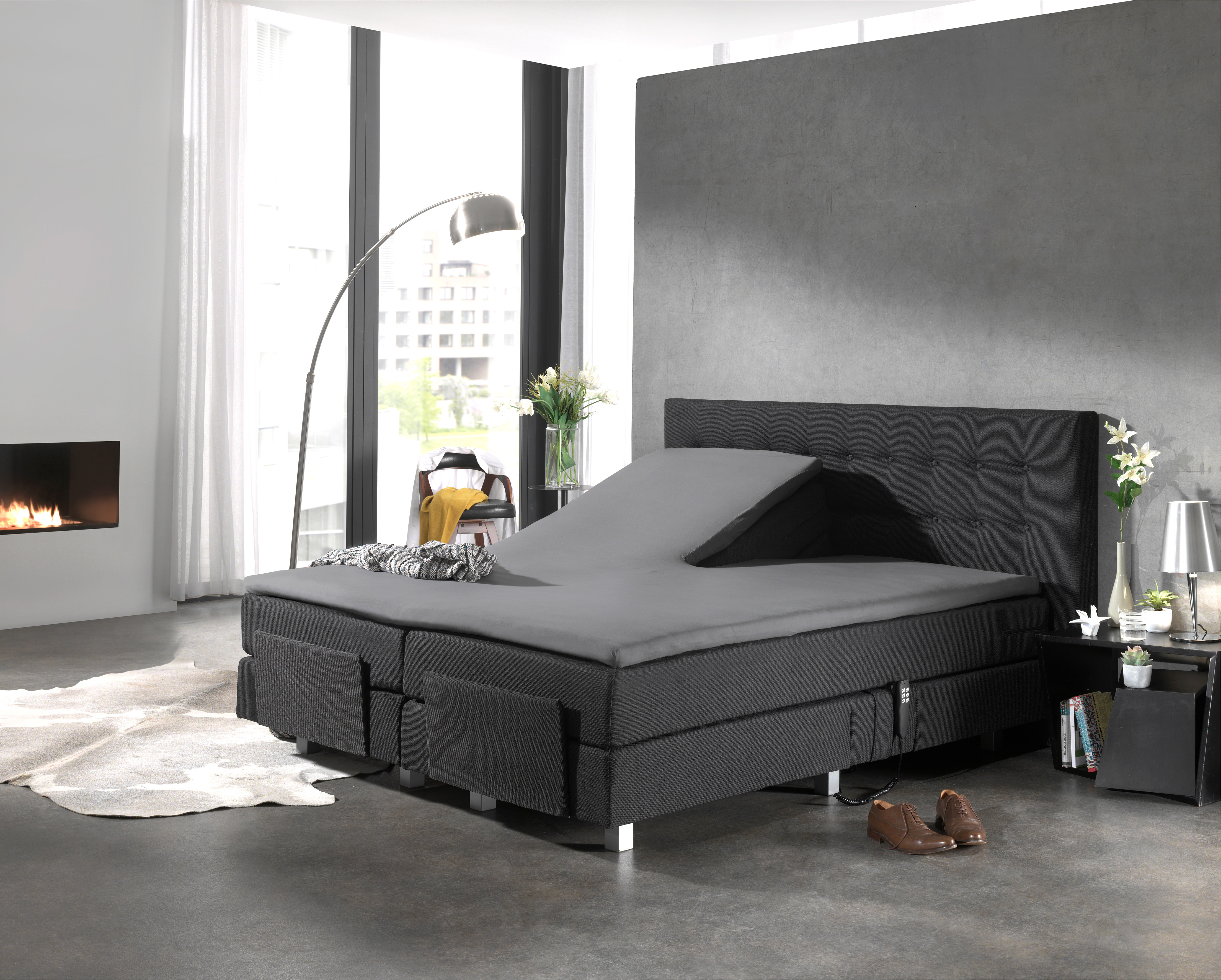 Splittopper Katoen Hoeslaken Grijs 160 x 200