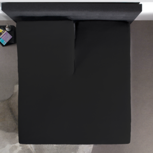 Splittopper Katoen Hoeslaken Zwart 160 x 210