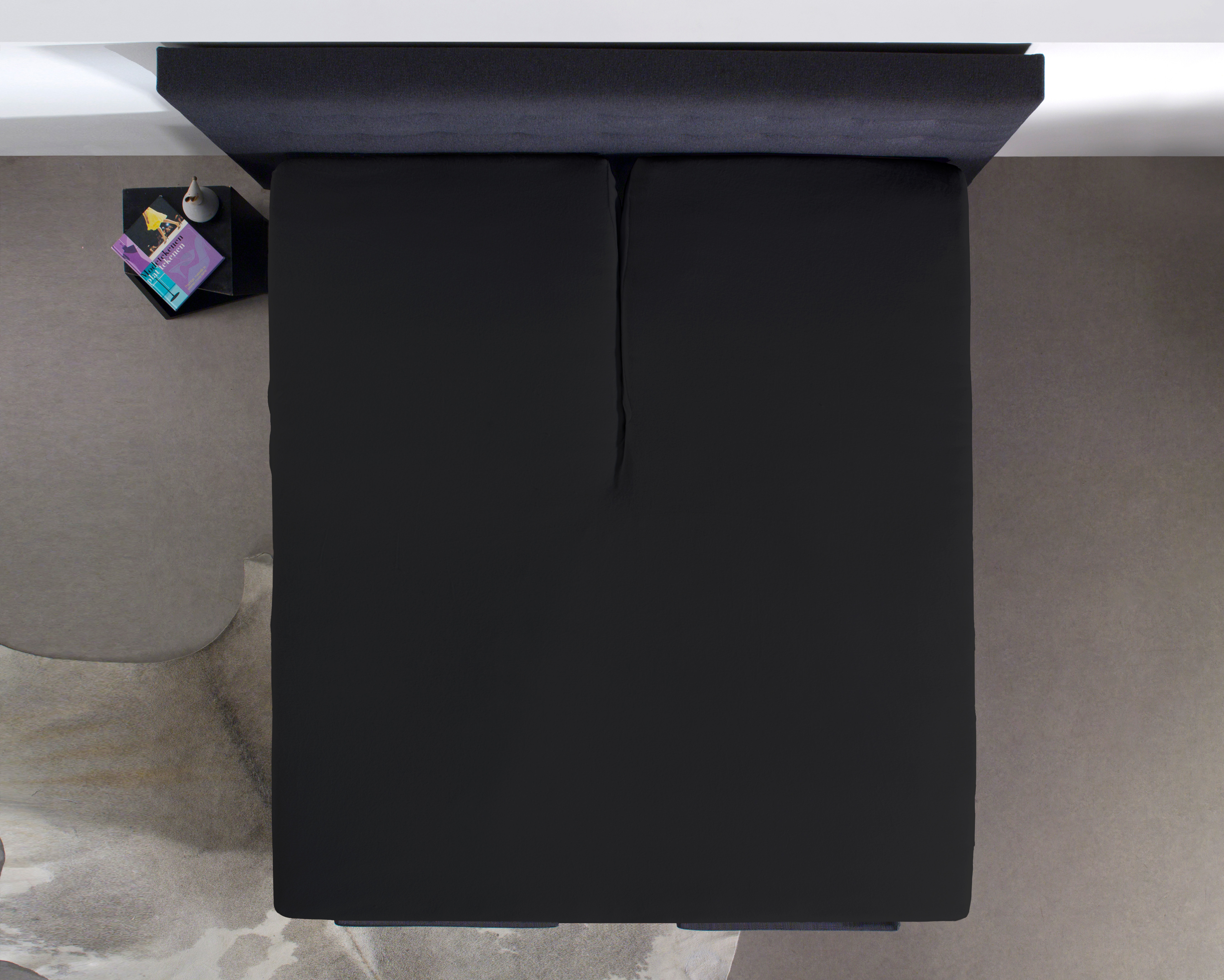 Splittopper Katoen Hoeslaken Zwart 160 x 220
