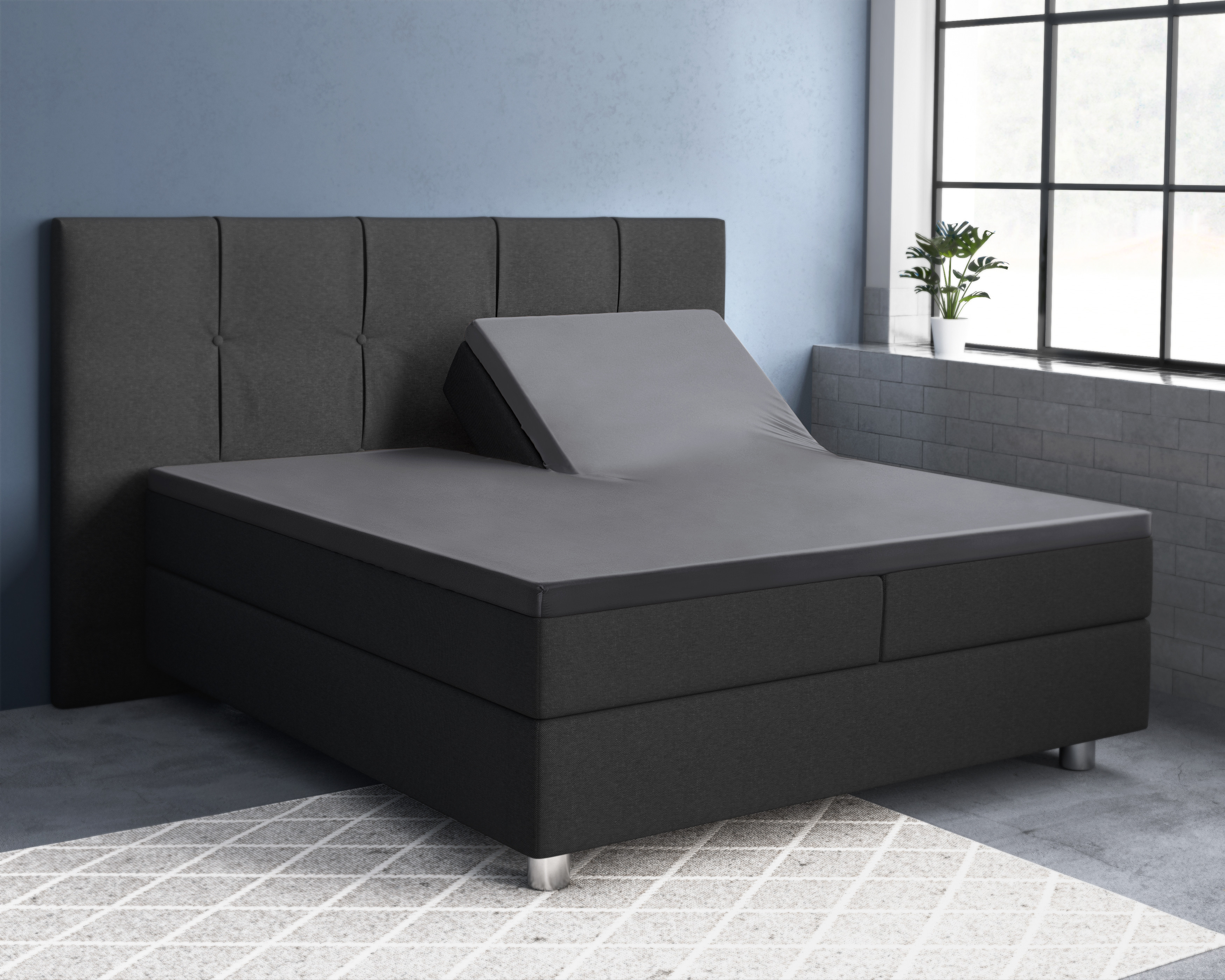 Splittopper Satijn Hoeslaken Antraciet 180 x 200