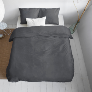 Uni Satijn Dekbedovertrek Antraciet 140 x 200/220