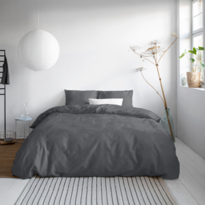 Uni Satijn Dekbedovertrek Antraciet 200 x 200/220