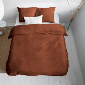 Uni Satijn Dekbedovertrek Bruin 200 x 200/220
