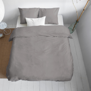 Uni Satijn Dekbedovertrek Grijs 200 x 200/220