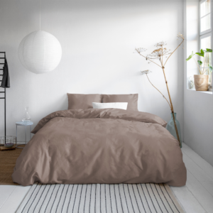 Uni Satijn Dekbedovertrek Taupe 200 x 200/220