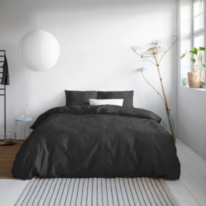Uni Satijn Dekbedovertrek Zwart 140 x 200/220