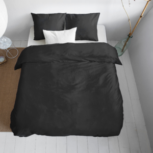 Uni Satijn Dekbedovertrek Zwart 200 x 200/220