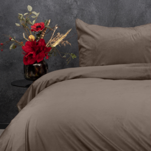 Velvet Uni Dekbedovertrek Taupe 200 x 220