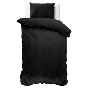 Velvet Uni Dekbedovertrek Zwart 140 x 220