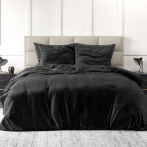 Velvet Uni Dekbedovertrek Zwart 200 x 220