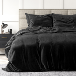 Velvet Uni Dekbedovertrek Zwart 240 x 220