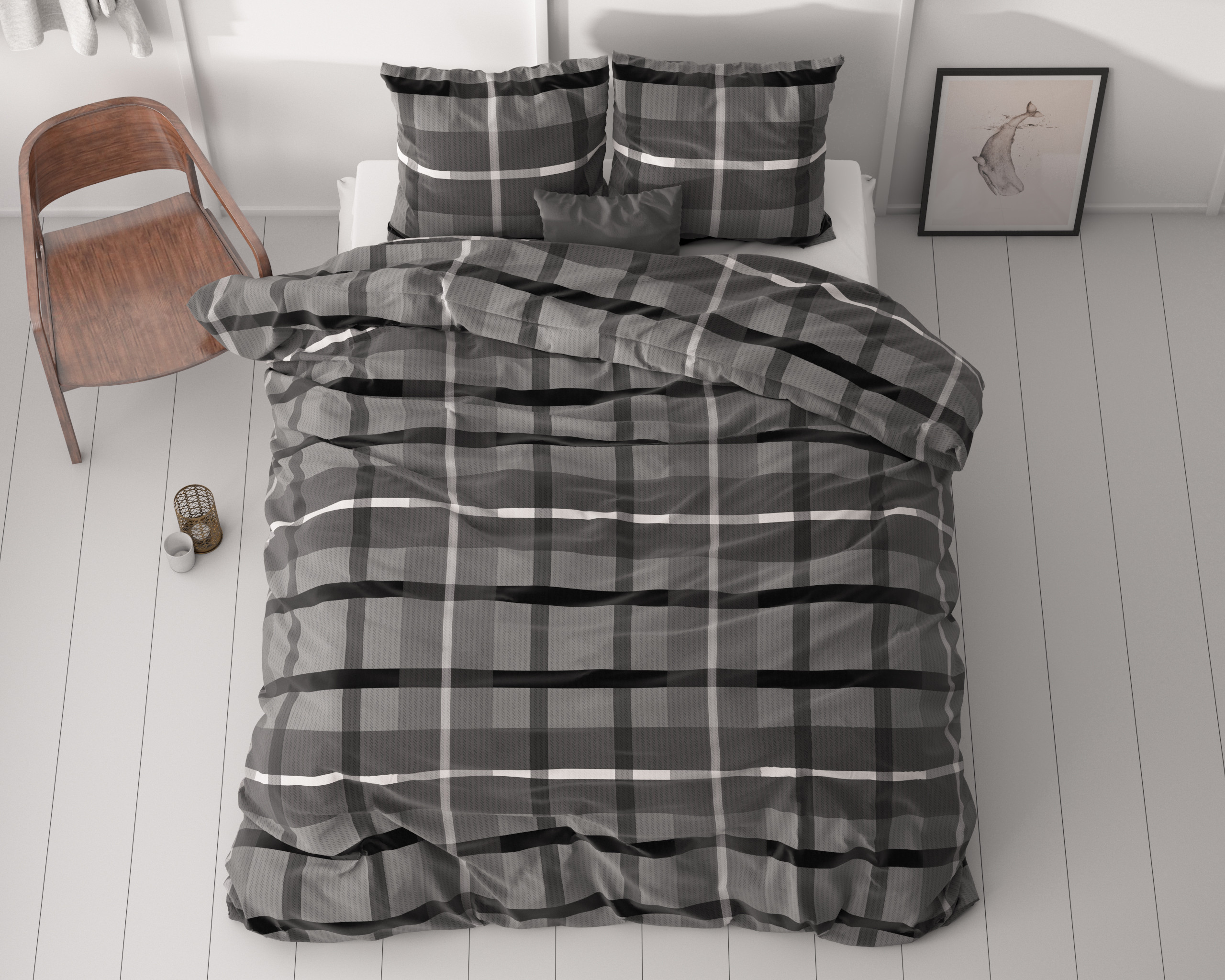 Vintage Check Antraciet 200 x 200/220